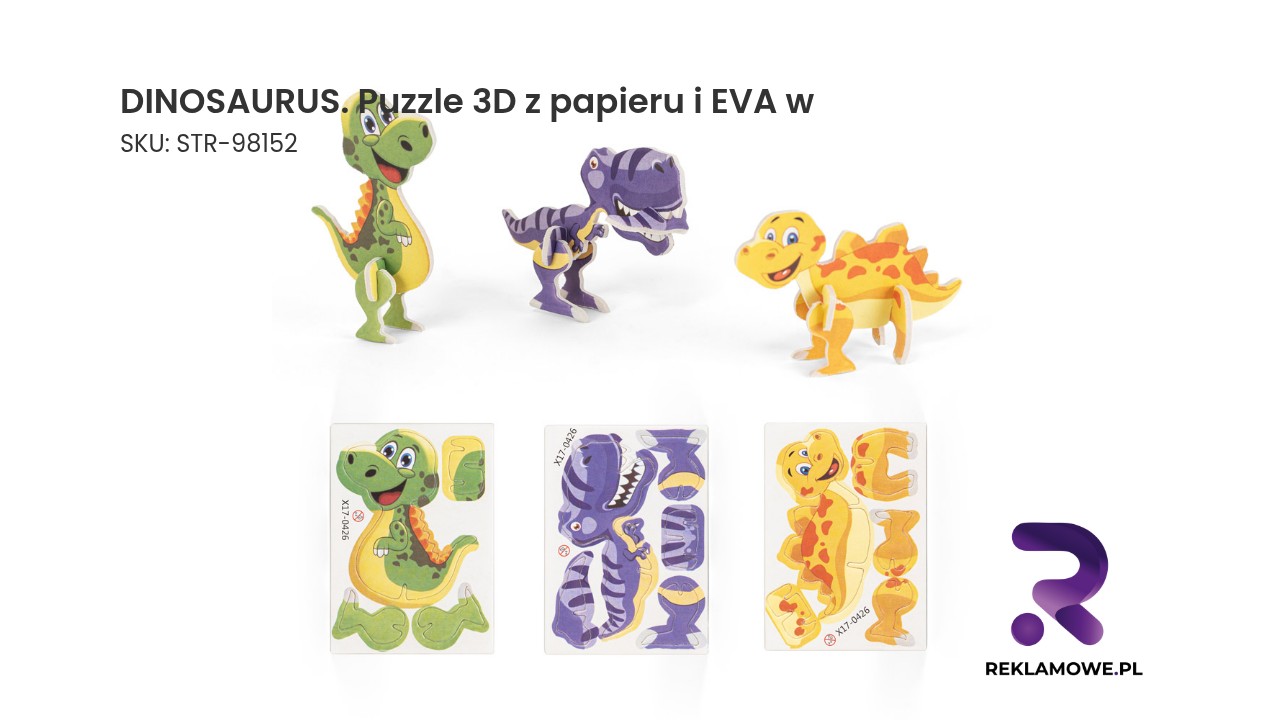 DINOSAURUS puzzle trójwymiarowe z papieru i EVA