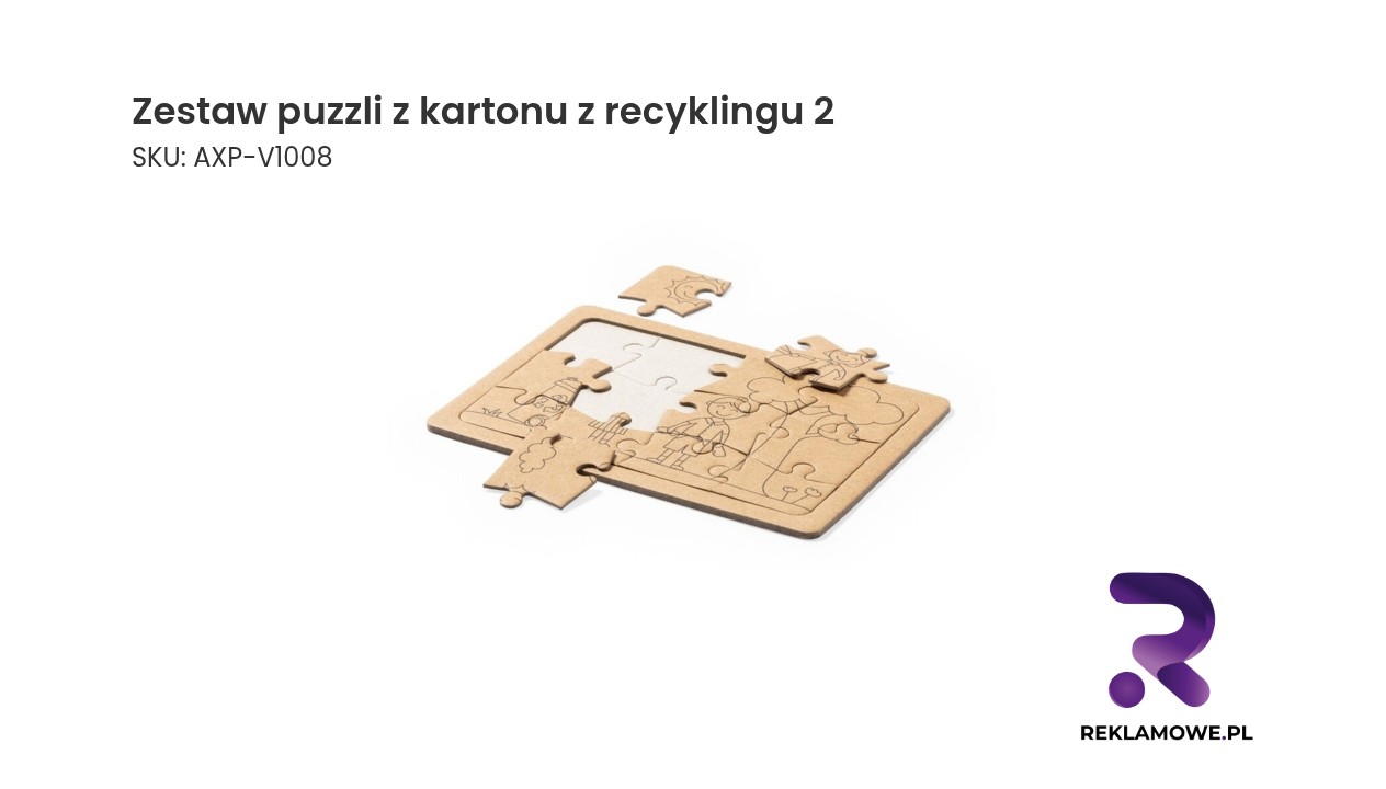 Zestaw puzzli z kartonu z recyklingu, 2 szt. Ekologiczny zestaw puzzli wykonany z materiałów z recyklingu