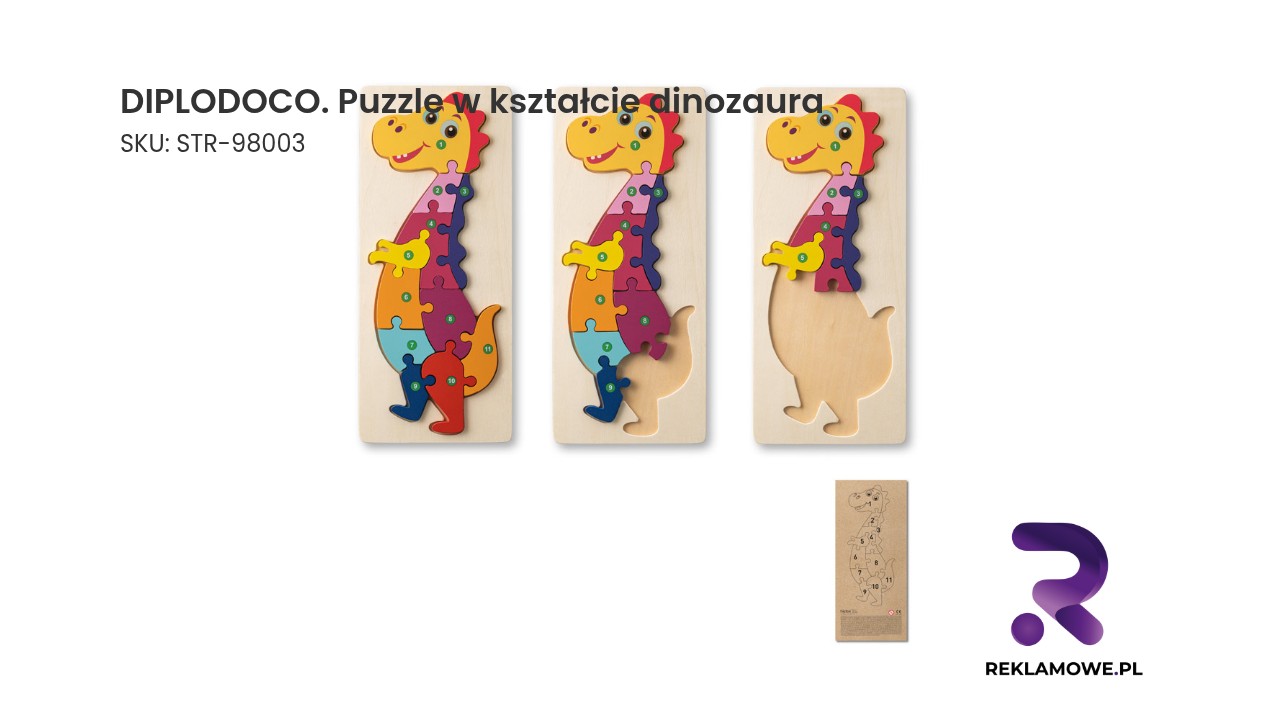 DIPLODOCO puzzle w kształcie dinozaura – kolorowe puzzle dla dzieci