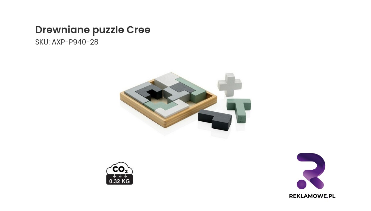 Drewniane puzzle marki Cree układane na stole