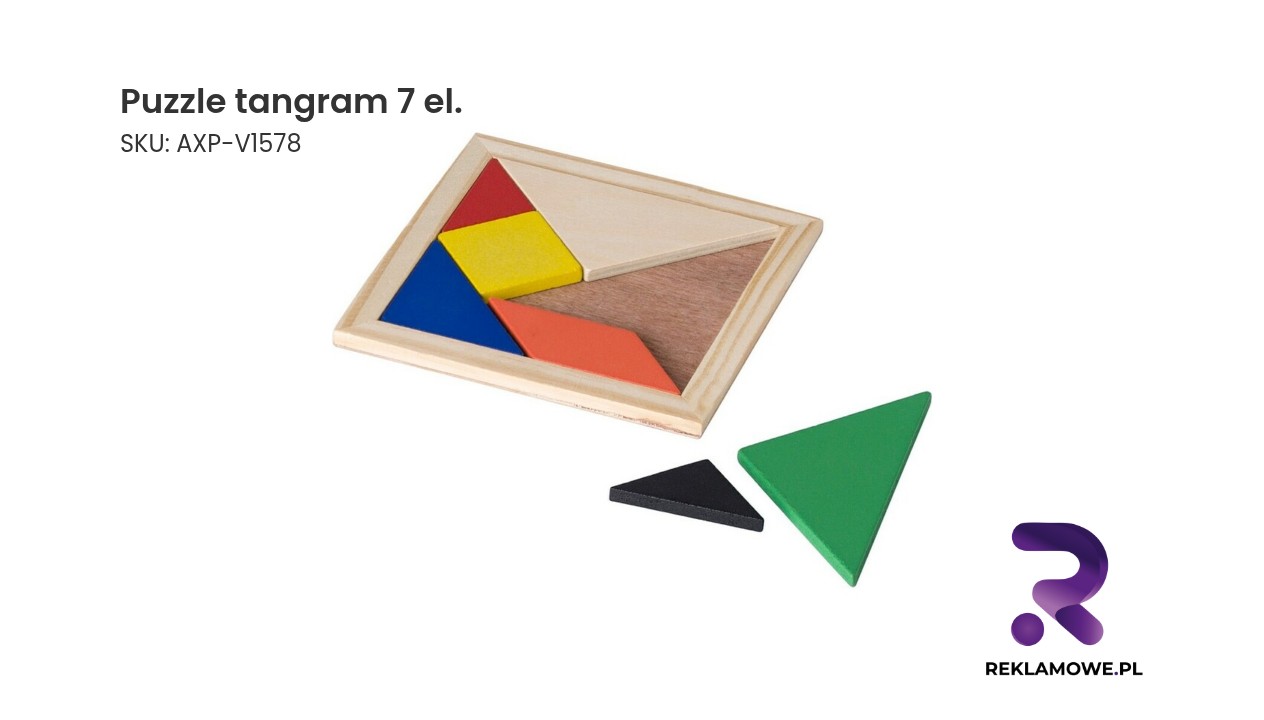 Puzzle tangram, 7 el. Puzzle tangram 7 elementów - drewniana układanka logiczna dla dzieci